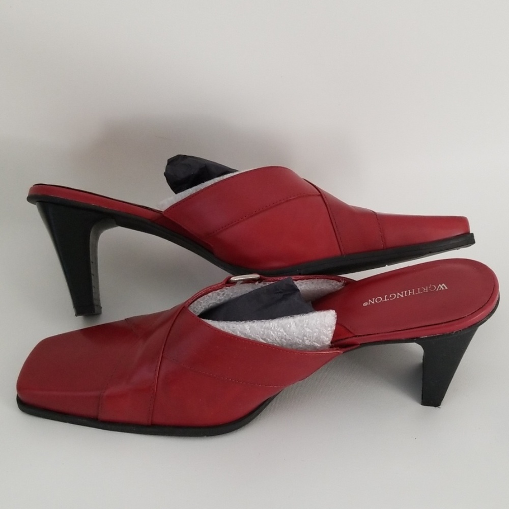 Worthington Red Slip On Sandals With 3 Inch Heel